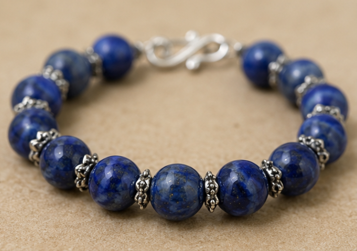Lapis Lazuli Bracelet | 45 Carats | Natural Blue Gemstone Bracelet - Image 4
