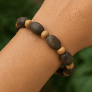 Dark Wood & Sandalwood Bracelet | 11 Carats | Natural Wood Beaded Bracelet