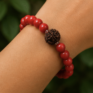 Red Coral & Rudraksh Bracelet | 13 Carats | Natural Gemstone & Rudraksh Bracelet