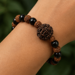 Black Onyx & Rudraksh Bracelet | 9 Carats | Natural Stone & Rudraksh Bracelet