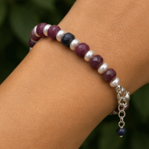 Garnet, Black Spinel & Freshwater Pearl Bracelet | 22 Carats | Natural Gemstone Bracelet