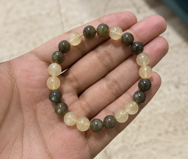 Labradorite & Citrine Bracelet | 11 Carats | Natural Crystal Beaded Bracelet - Image 2