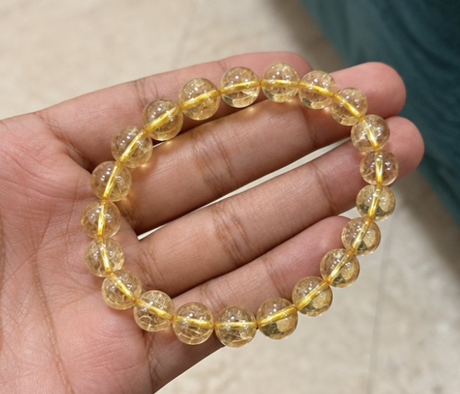 Citrine Bracelet | 17 Carats | Natural Yellow Crystal Beaded Bracelet - Image 2