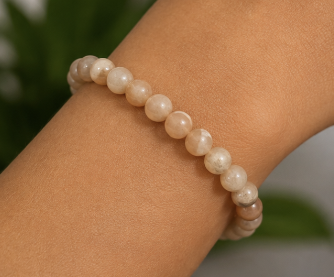 Moonstone Bracelet | 11 Carats | Natural Moonstone Beaded Bracelet