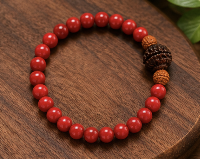 Red Coral & Rudraksh Bracelet | 10 Carats | Natural Gemstone & Rudraksh Bracelet - Image 4